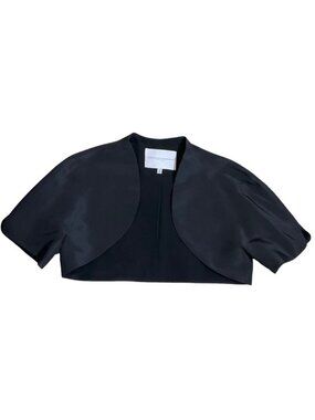 Carolina Herrera Silk 14 Bolero Black Short Sleeve Open Front Evening Jacket